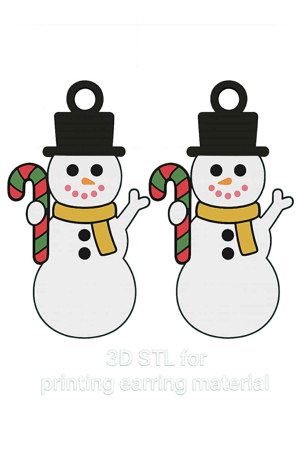 Happy snowman with candy cane